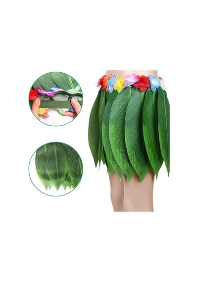Tropikal Esintili Hawaii Yapraklı Parti Eteği Yetişkin Boy Tdrtr