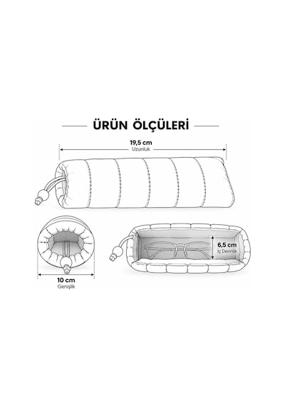 Siyah Şişme Puf Gözlük Kılıfı Yumuşak Koruyucu Kese Şişme Gözlük Kılıfı Çok Amaçlı Dolgulu Koruyucu Taşıma Çantası Büzgülü Puffer Tasarım