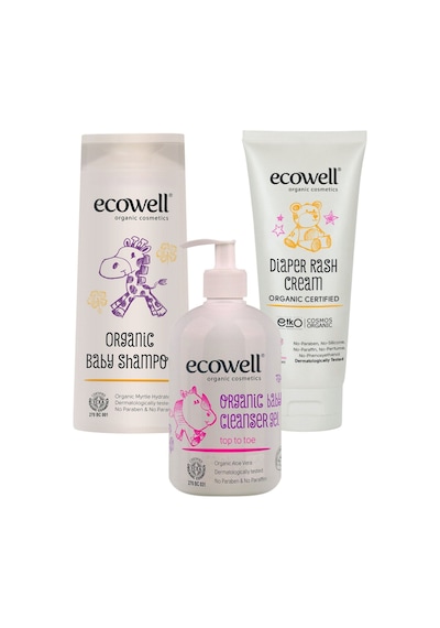 Ecowell Organik Bebek Bakım Paketi Bebek Şampuanı 300 ML+ Bebek Temizleme Jeli + Pişik Kremi