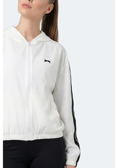 Slazenger Razzle Kadın Fermuarlı Kapüşonlu Cepli Ekru Sweatshırt Ekru