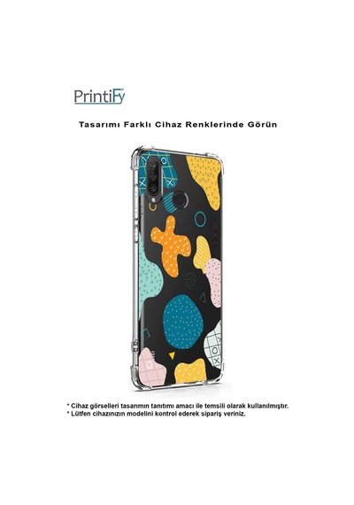 Huawei Mate 20 Lite Uyumlu Köşe Korumalı Antişok Kapak Grunge Tasarımlı Şeffaf Kılıf