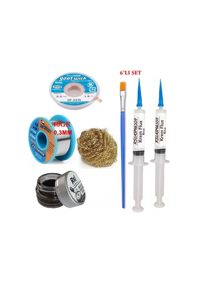 Mechanic Lehim Teli 0,3mm 40gr Havya Uc Temizleyici Rslasm Flux Ve Cp-2515 Lehim Emme Teli Seti1 St02