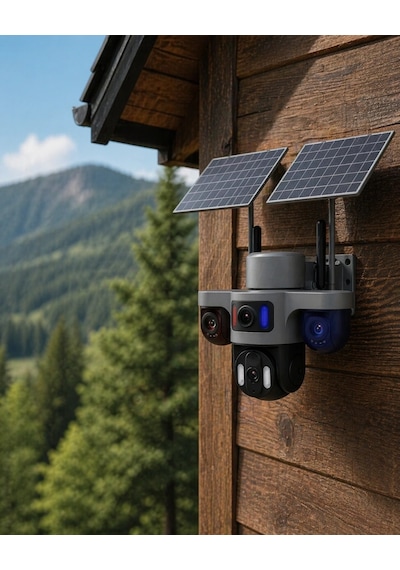 Güneş Enerjili Arıcı Kamerası 4g Sım Kartlı 9mp 3 Lens Yayla Güvenlik Kamerası 2 Yıl