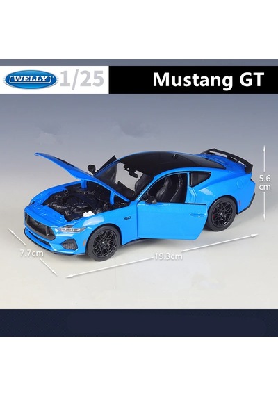 Welly 1:24 2024 Ford Mustang Gt Alaşım Spor Araba Modeli Diecast Metal Araba Blue