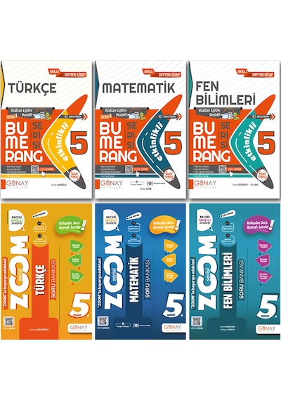5. Sınıf Türkçe Matematik Fen Bilimleri Etkinlikli SB ve Zoom Soru Bankası Seti Günay Yayınları