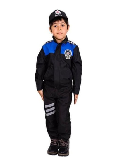 Safari Avm Çocuk Toplum Destekli Polisi Kiyafeti Üniforması Siyah 6-7 Yaş Siyah - 112167782 Siyah
