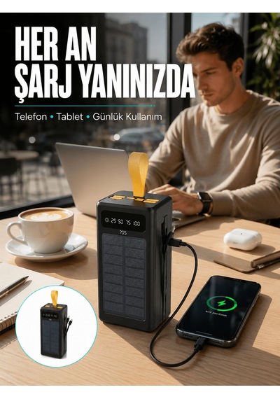 Kamp Ve Outdoor Kullanıma Uygun Güneş Panelli Powerbank Yeni Nesil Çok Renkli 93439620