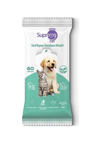 Supreme Cat Dog Evcil Hayvan Temizleme Mendili