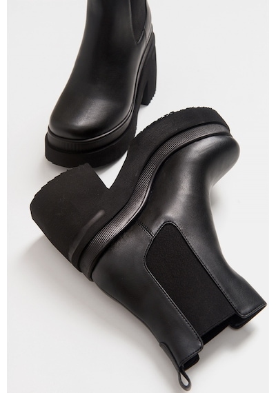 Luvishoes Emma Siyah Cilt Kadın Bot Siyah