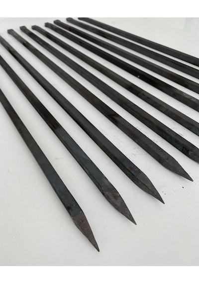 10 Adet Kare Tavuk Patlıcan Şişi - Kara Demir 10 Mm - Özel Yapım