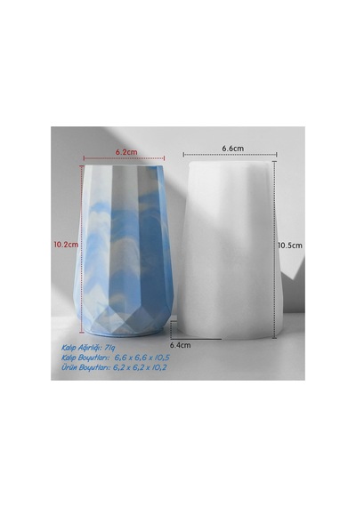 Alçı & Taş Tozu & Epoksi Hobi Döküm Çalışmaları İçin Esnek Silikon Kalıp Vazo Kalıp 1 Adet 10.5cm 6.6cm