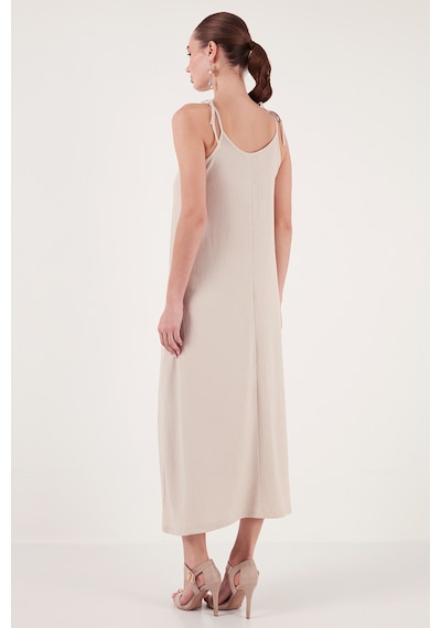 Lela Regular Fit Ip Askılı Uzun Bayan Elbise 5865732 Taş