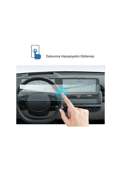 Hyundai Ioniq 5 Uyumlu Araç Ekran Koruyucu Multimedya Dijital Gösterge 9h Nano Kırılmaz Şeffaf