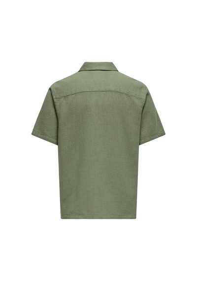 Only & Sons Erkek Waffle Kumaş Yazlık Resort Gömlek - Onsbertil Model-yeşil Yeşil