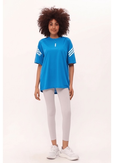 Genius Store Store Kadın Spor Tişört Baskılı Fitness, Antrenman Fit Turkuaz
