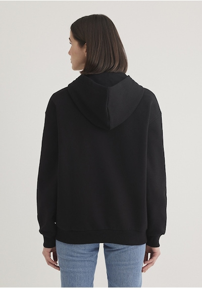 Mavi - Mavi Logo Baskılı Kapüşonlu Fermuarlı Siyah Sweatshirt 1s10178-900 Siyah