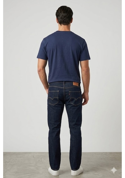 Levi's Erkek 100% Pamuk Lacivert Tişört Standart Fit Beyaz/lacivert