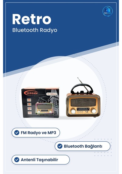 Nostaljik Radyo Retro Tasarım Fm Bluetooth Mp3 Destekli Antenli T