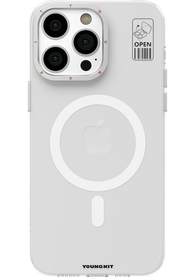 Apple Uyumlu iPhone 15 Pro Max Kılıf Magsafe Şarj Özellik Standlı Youngkit Hermit Bracket Seri Kapak Beyaz