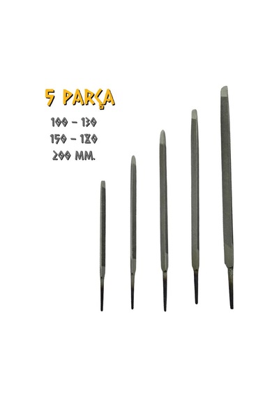 Sgs Üçgen Eğe Seti İnce Dişli - 100-130-150-180-200 Mm. - 5 Parça