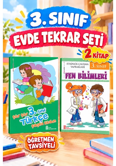 3. Sınıf Öğretmen Tavsiyeli Evde Tekrar Seti 2 Kitap- Türkçe Çalışma Ve Fen Bilimleri Etkinlik Kitabım