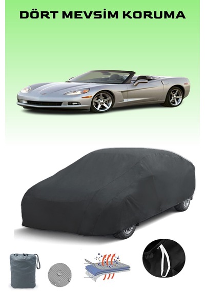 Siyah Chevrolet Corvette Convertible Araba Brandası, Oto Örtüsü, Araba Çadırı Siyah