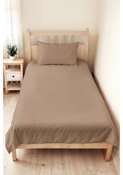 Vizon Kapitone Tek Kişilik Pike Takımı - Minimal Geometrik Bej 160x220 Cm Mevsimlik Yatak Örtüsü Sarı