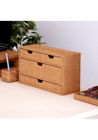 Desna Üç Katlı Dört Çekmeceli Mini Dolap 34 Cm X 12.1 Cm X 19.6 Cm Woodsaka Doğal Ahşap