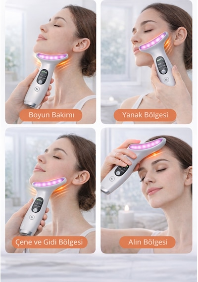Ems Yüz Boyun Gerdirme Cihazı Isıtmalı Led Işık Terapi Masaj Aleti