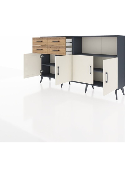Arges Konsol 4 Raflı 4 Çekmeceli 4 Kapaklı 176x30x99 Antrasit-aytaşı/çam Aytası/atlas Çam - Antrasıt Arges Konsol 4 Raflı 4 Çekmeceli 4 Kapaklı 176x30x99 Antrasit-aytaşı/çam Aytası/atlas Çam - Antrasıt