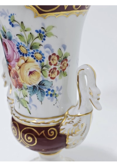 Sevres Çiçek Desenli Porselen Vazo 28cm Çok Renkli