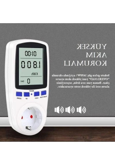 Priz Tipi Wattmetre, Enerji Sarfiyatı Ve Akım Ölçümü İçin 16a