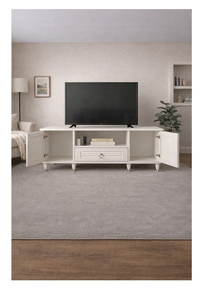 Beyaz Tv Ünitesi Tv Sehpası 140 Cm