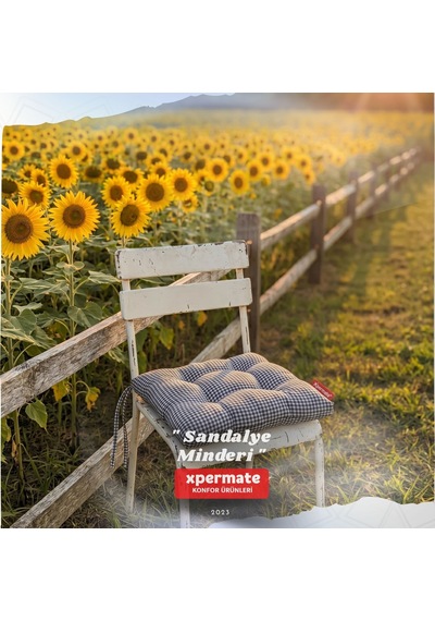 Pötikareli Sandalye Minderi 40x40 Pofidik Piknik Minderi Siyah