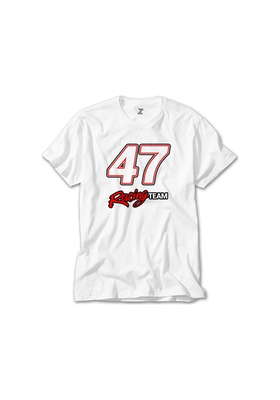 Moto 47 Racing Team Beyaz Tişört Beyaz
