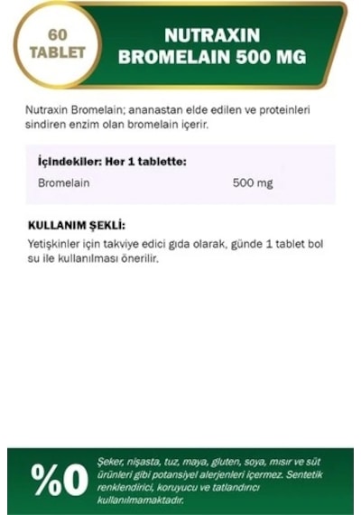 Nutraxin Vitals Bromelaın 60 Tablet + Nutraxin Hidrolize Içeren 30 Tablet