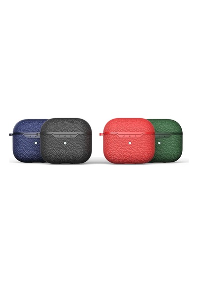 Apple Uyumlu AirPods 3. Nesil Kılıf Silikon Kulaklık Kılıfı Deri Kırmızı
