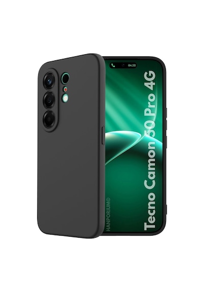 Tecno Camon 50 Pro 4g Uyumlu Silikon Kılıf Pastel Renk Tonu Kamera Korumalı Esnek Kapak Siyah