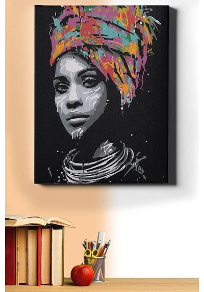 Webstyle Afrikalı Güzel 1 Sayılarla Boyama Seti Kasnaklı 40x50 Cm