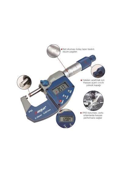 Dasqua 4410-1105 Ip65 Hassas Dijital Mikrometre
