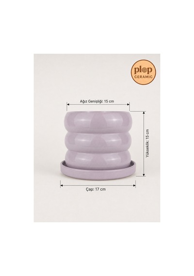 Tria Seramik Saksı Lila Çap:17cm Yük:15cm Tabaklı