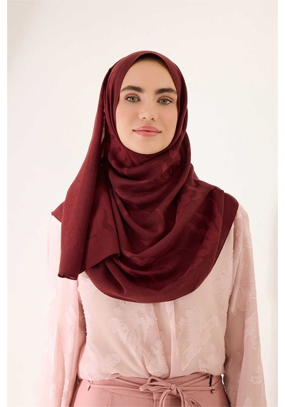 İmannooor Güneş Doğarken Bordo Shiny Jakar Şal 70x200