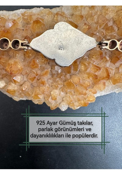 Otantik Yakut Ve Zirkon Taşlı Gümüş Bileklik 925 Ayar