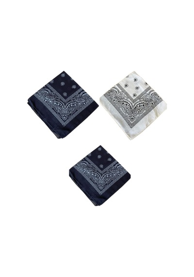 Pamuklu Klasik Desen Unisex 3lü Bandana Seti Renkli Bandana Etnik Desenli A Kalite Bandana Antrasit