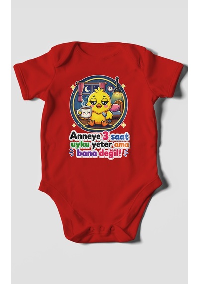 Morivokids Anneye Özel Kısa Kollu Bebek Body %100 Pamuk Zbn245-kk Kırmızı
