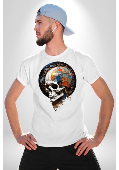 Kuru Kafa Kristal Unisex Unisex Beyaz Organik Baskılı T-shirt Penye Yüksek Kalite Beyaz