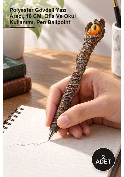 2 Adet Tükenmez Kalem Polyester Gövdeli Yazı Aracı, 16 Cm, Ofis Ve Okul Kullanımı, Pen Ballpoint