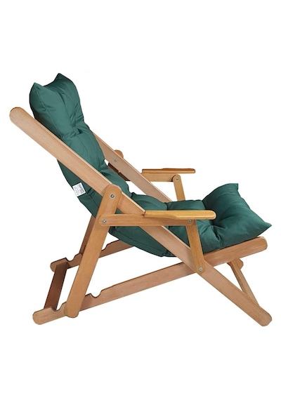 Reyo Bysay Puf Minderli Ahşap Kademeli Şezlong Bahçe&balkon&teras&plaj Katlanır Şezlong Naturel Haki Yeşil