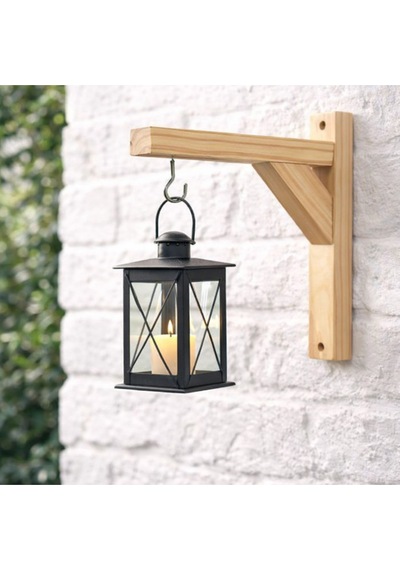 Doğal Ahşap Duvara Montaj Askı Aparatı Balkon & Bahçe İçin Dekoratif Saksı Askısı 30 Cm Bej