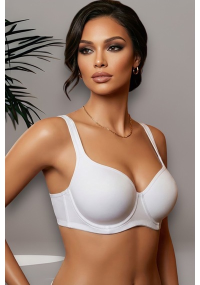 Fanilam Ultra Soft Toparlayıcı Sütyen C Cup Büyük Göğüsler İçin Özel Balenli Konfor Le Jardin Beyaz
